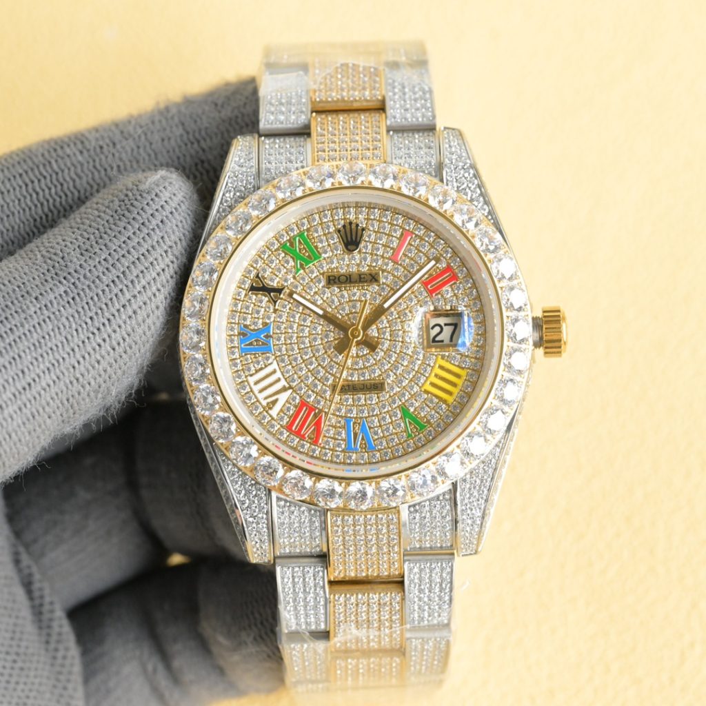 Rolex ロレックス✨💎ロレックスデイトジャスト 41mm フルダイヤ✨ 316鋼 サファイアガラス 2813ムーブメント💖👑⌚ - 画像 4