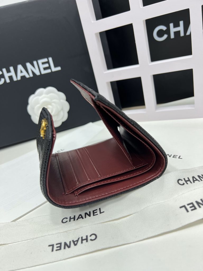 【シャネル】キャビアスキン 長財布 ココマーク金具 上品なブラックのレディースウォレット - 画像 6