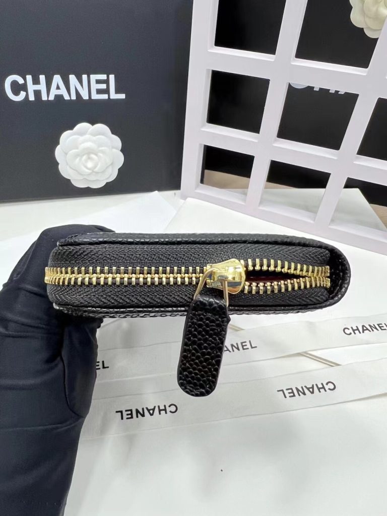 【シャネル】キャビアスキン ラウンドファスナー長財布 ココマーク金具 上品なブラックのレディースウォレット - 画像 5