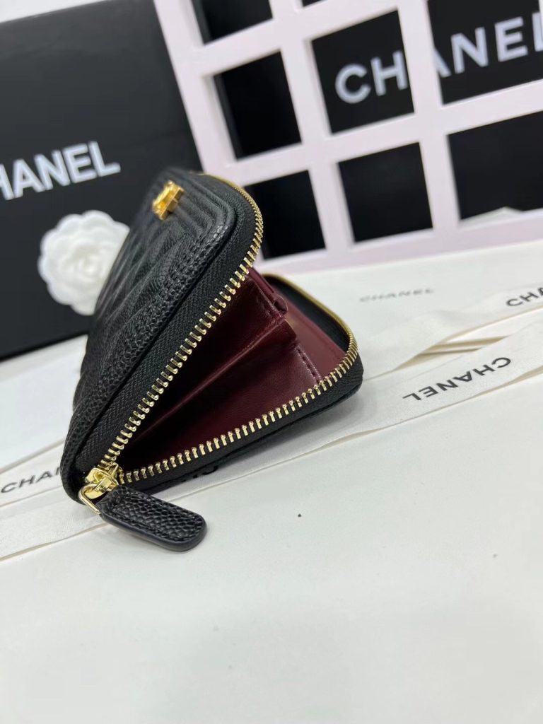 【シャネル】キャビアスキン ラウンドファスナー長財布 ココマーク金具 上品なブラックのレディースウォレット - 画像 6
