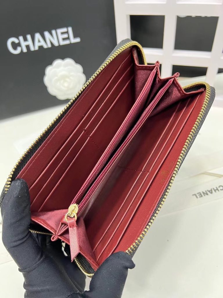【シャネル】キャビアスキン ラウンドファスナー長財布 ココマーク金具 上品なブラックのレディースウォレット - 画像 8