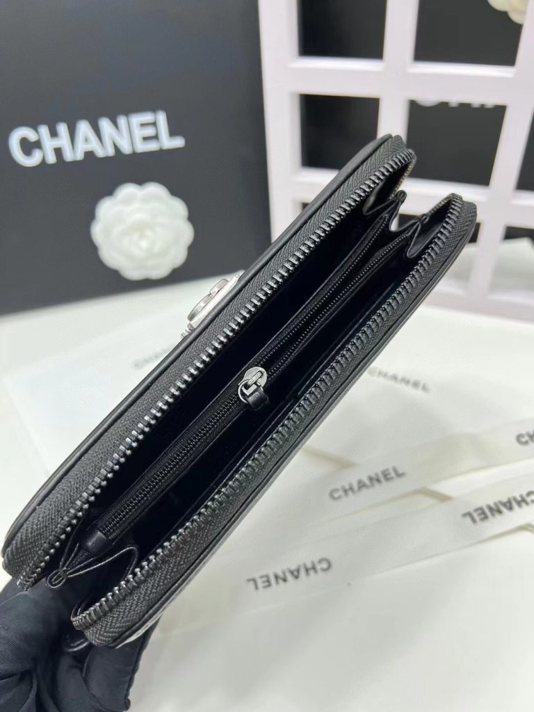 【シャネル】キャビアスキン 長財布 ココマーク金具 上品なブラック レディースウォレット - 画像 7