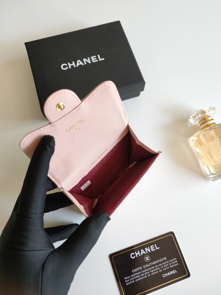 シャネル CHANEL キャビアスキン カードケース ココマーク金具 上品なピンク レディースウォレット - 画像 4