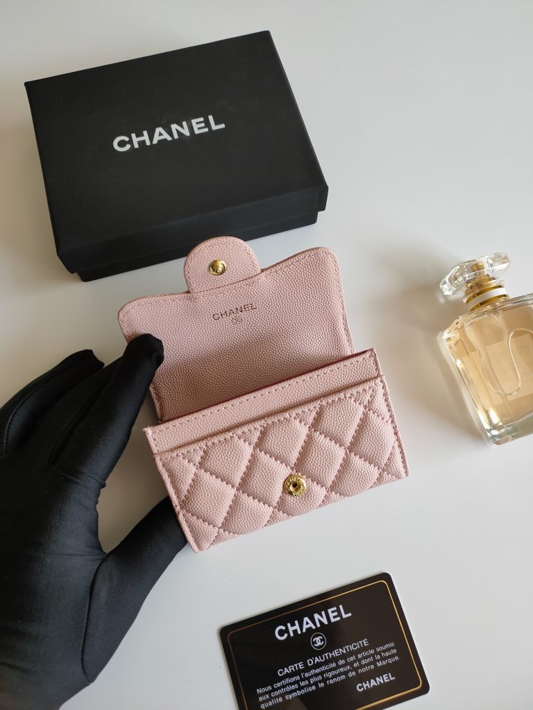シャネル CHANEL キャビアスキン カードケース ココマーク金具 上品なピンク レディースウォレット - 画像 5