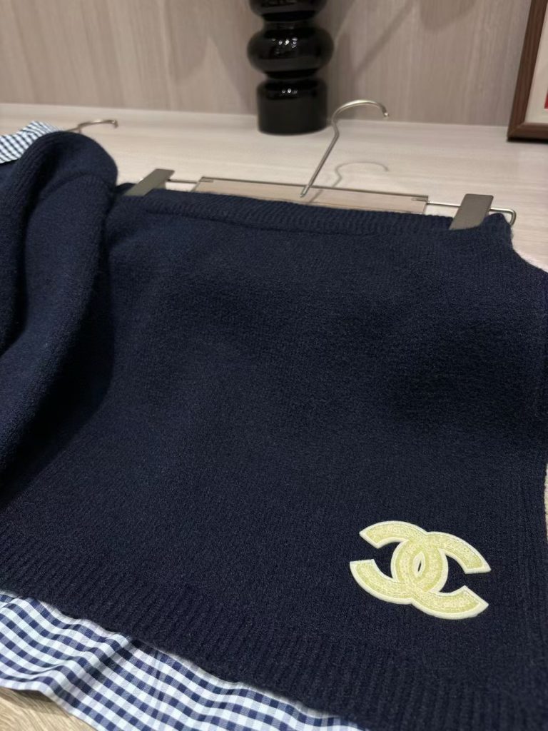 シャネル レディース ニット2点セット チェック襟 ネイビー 1色入 - 画像 5