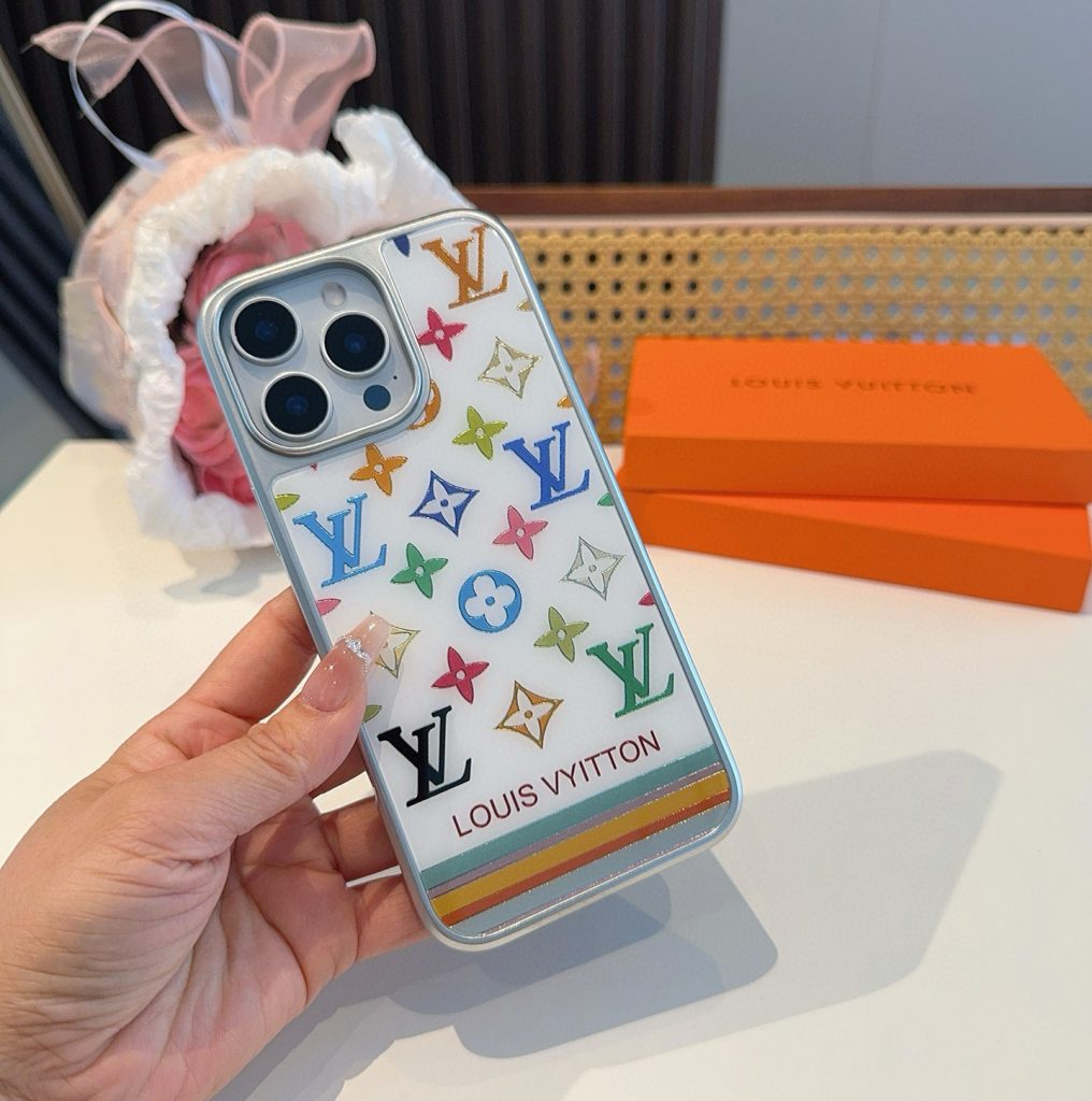 iPhoneケースカラフルなLV ロゴ プリンティング スマホケース 2色入 💖 - 画像 3