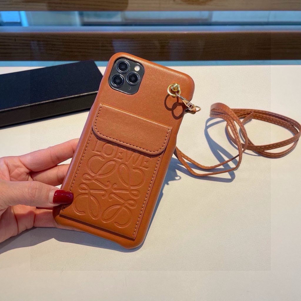 iPhoneケースロエベ iPhoneケース カード収納 レザー ストラップ付き 🌸 - 画像 3