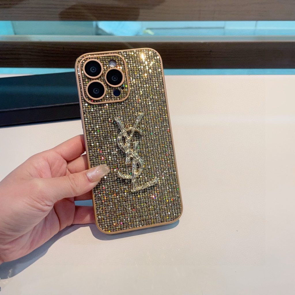 iPhoneケースYSL ラインストーン iPhoneケース 2色入 - 画像 6