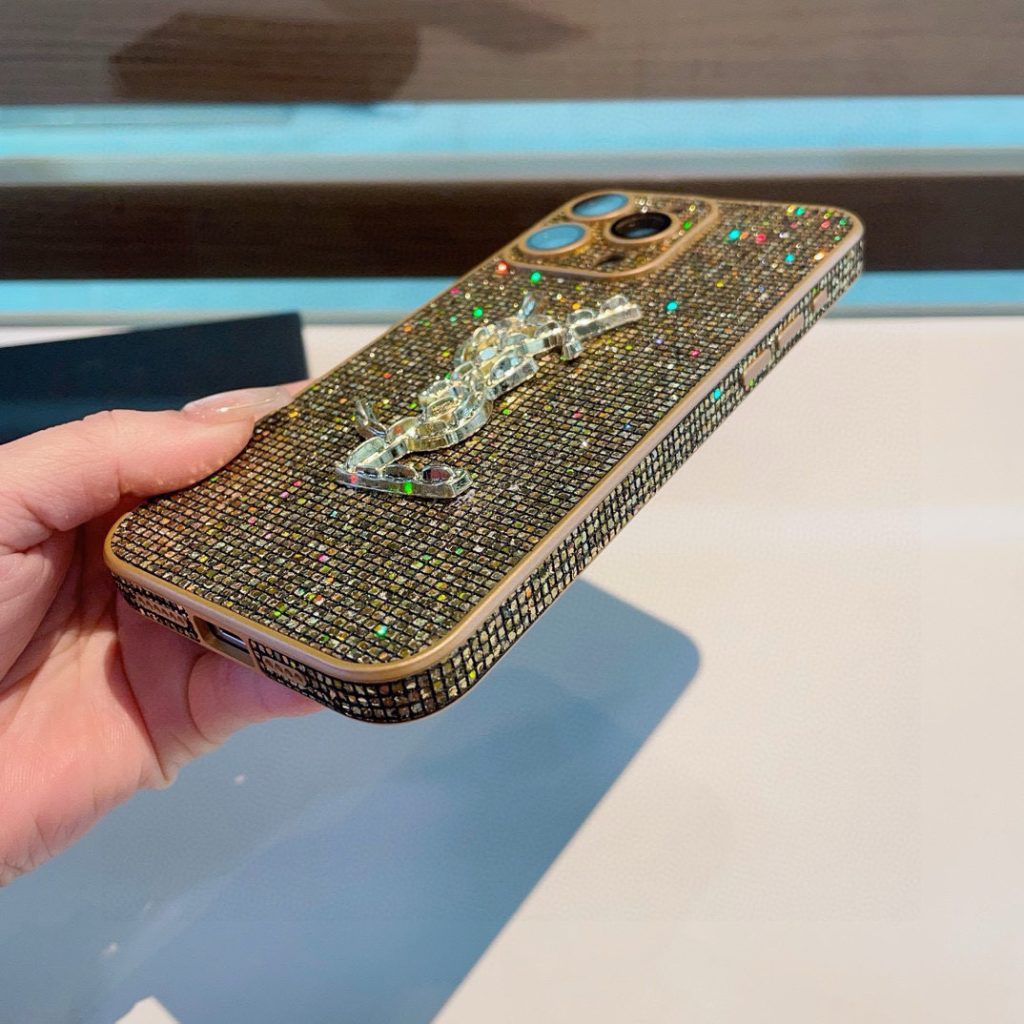 iPhoneケースYSL ラインストーン iPhoneケース 2色入 - 画像 7
