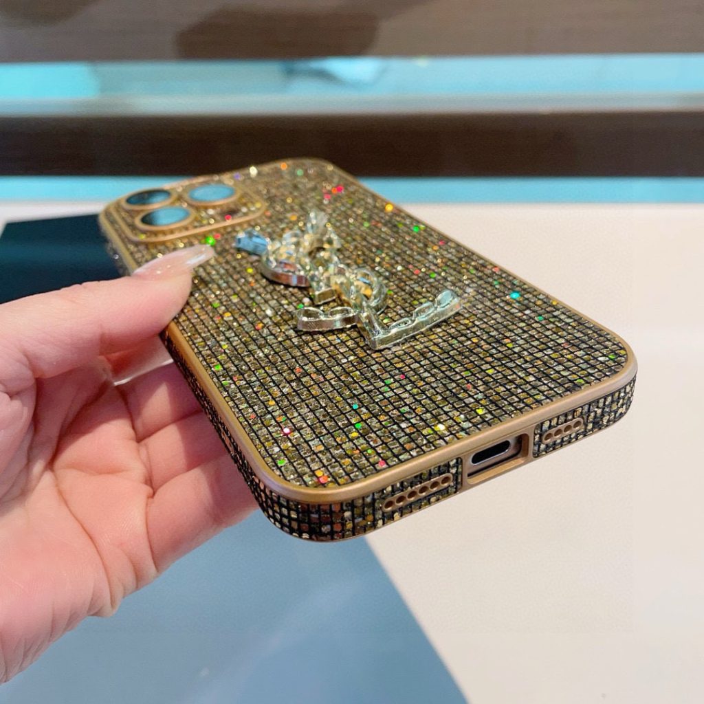 iPhoneケースYSL ラインストーン iPhoneケース 2色入 - 画像 8