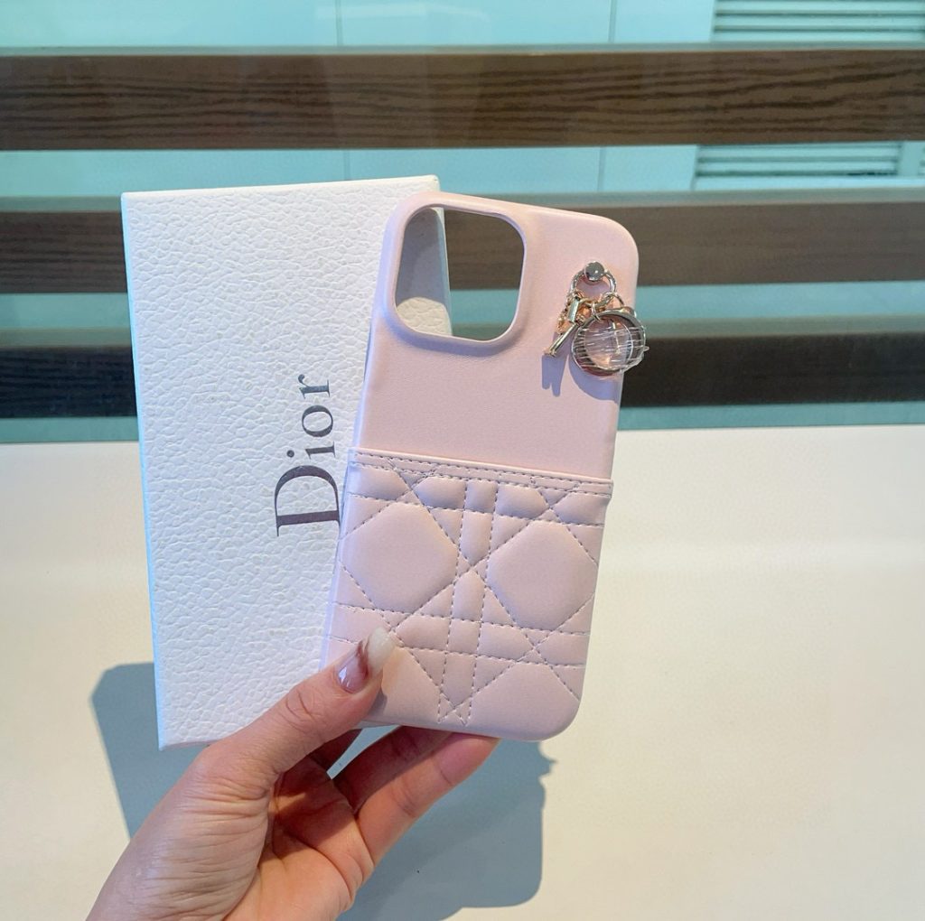 iPhoneケースDior ピンク ロゴスマホケース クラッチ風 カードポケット付き 💖 - 画像 2