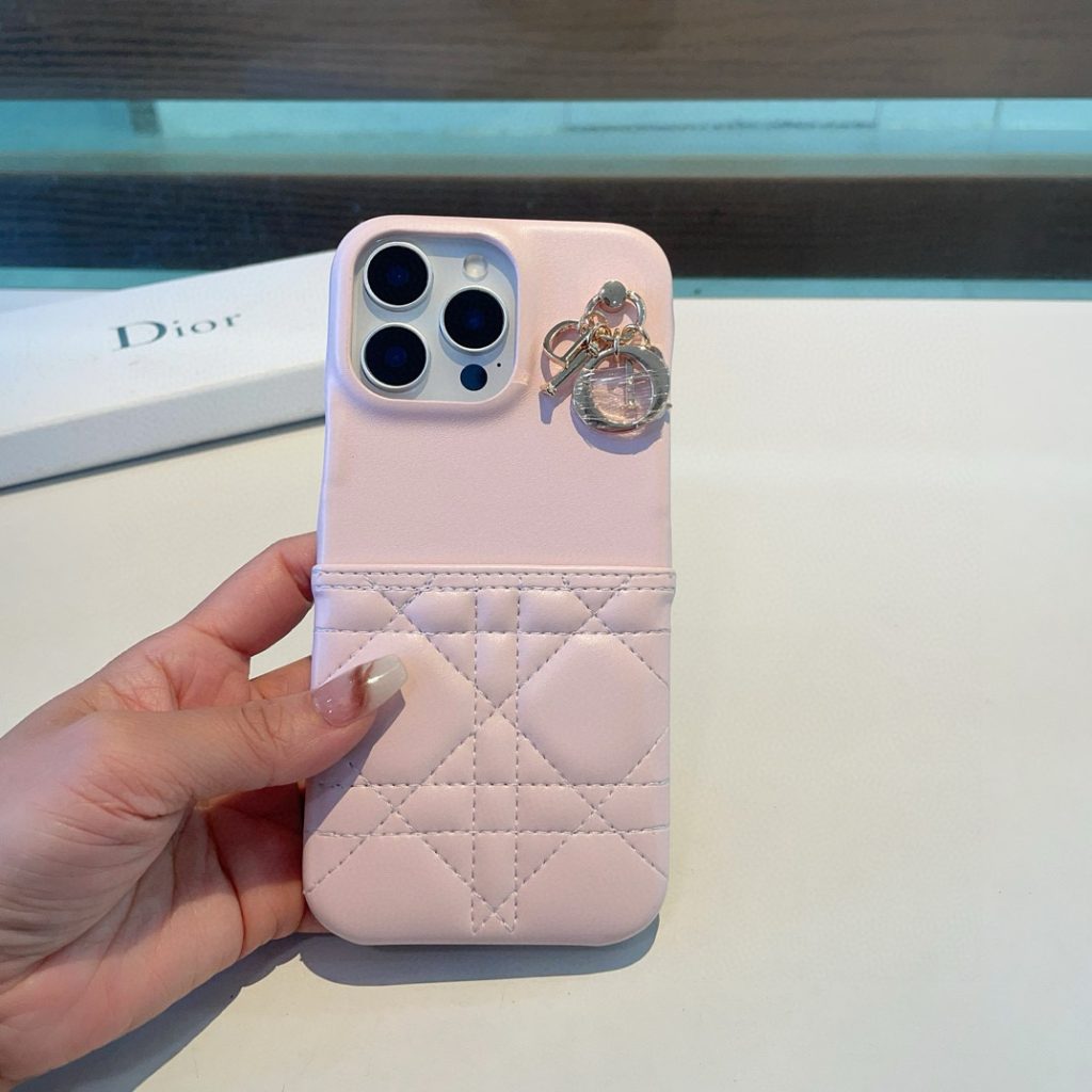 iPhoneケースDior ピンク ロゴスマホケース クラッチ風 カードポケット付き 💖 - 画像 3