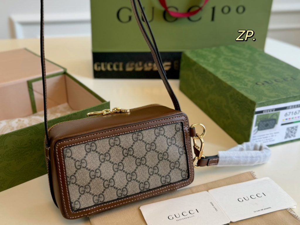 GUCCI ミニボストンバッグ グリーン×ブラウン 2色入 🎩 - 画像 6