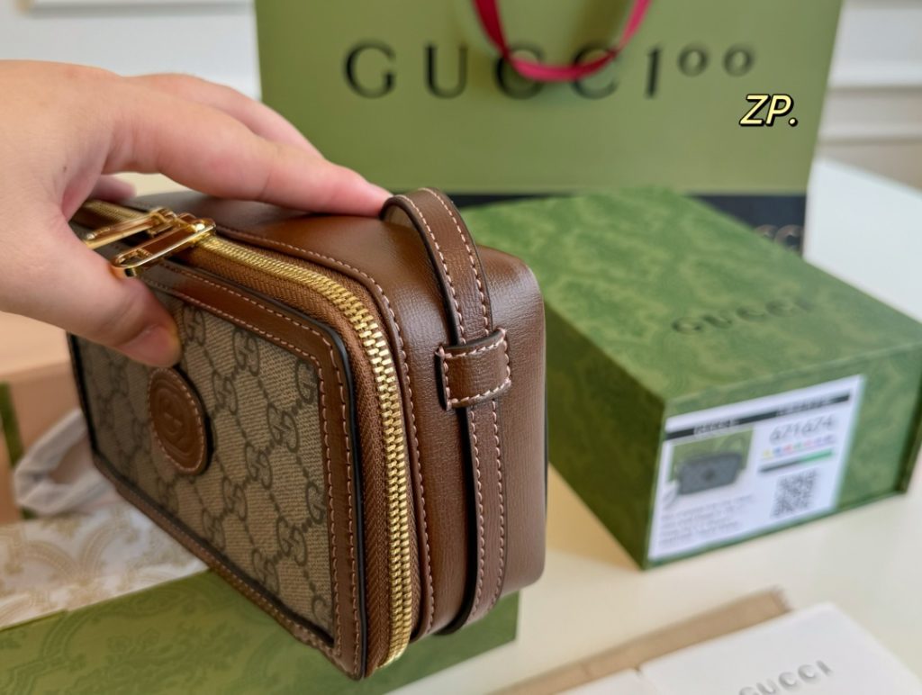 GUCCI ミニボストンバッグ グリーン×ブラウン 2色入 🎩 - 画像 7