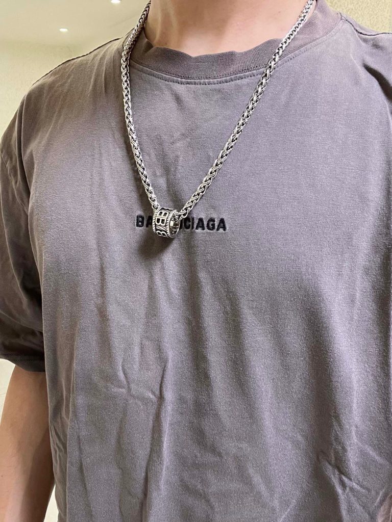 BALenciaga ネックレス 2種類入 ✨ おしゃれなシルバー メンズアクセサリー - 画像 3