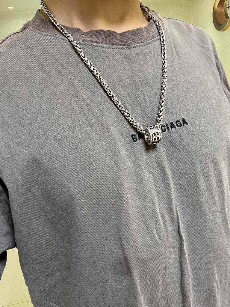 BALenciaga ネックレス 2種類入 ✨ おしゃれなシルバー メンズアクセサリー - 画像 6