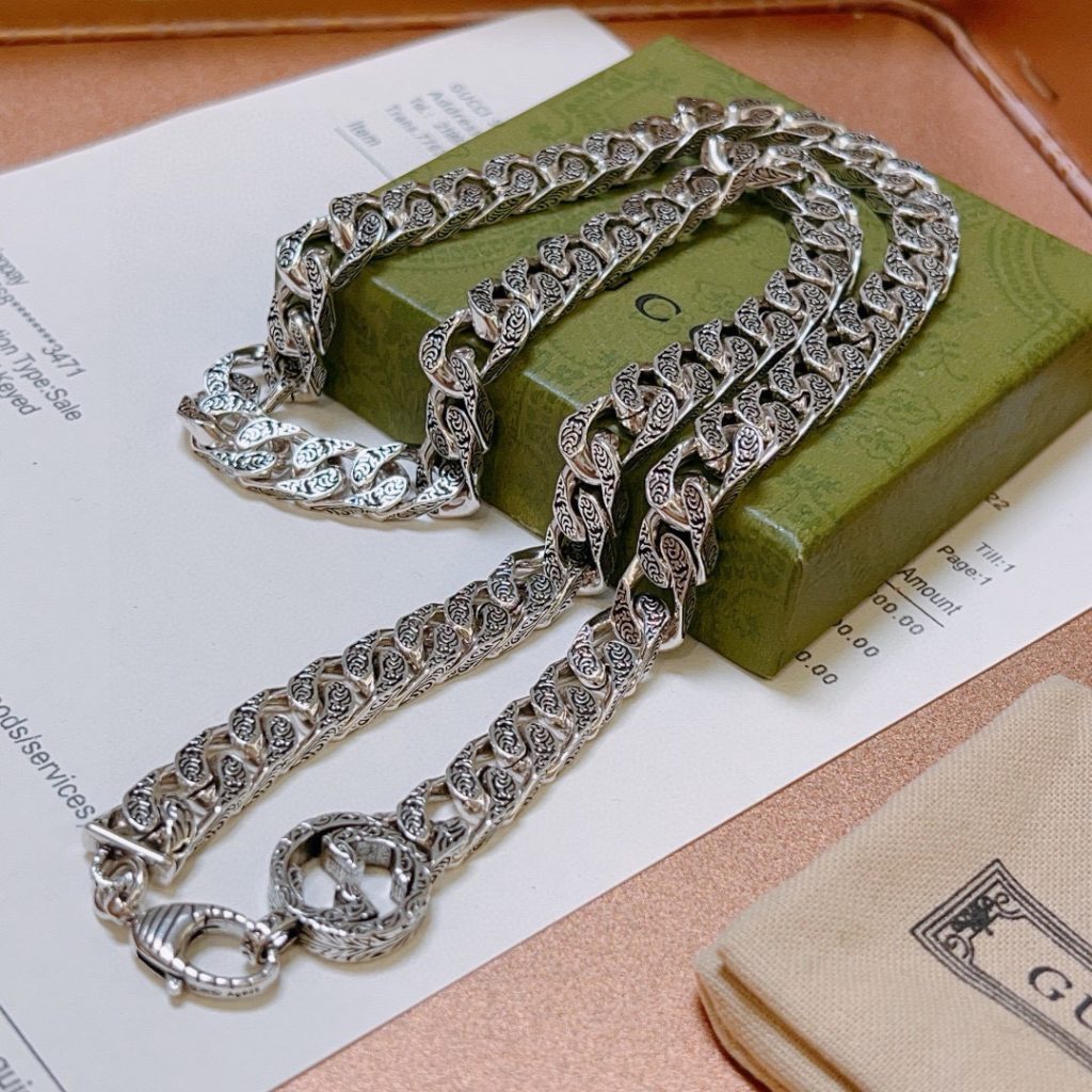 ゴルフ グッチ シルバー メンズ チェーンネックレス 1色入 💎 - 画像 5