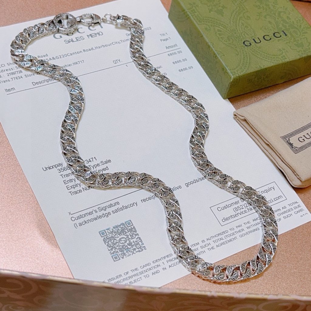 ゴルフ グッチ シルバー メンズ チェーンネックレス 1色入 💎 - 画像 7