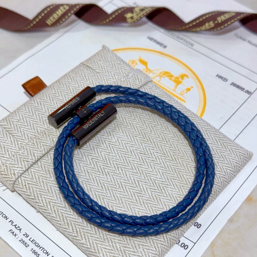 HERMES ブレスレット 2色 ブルー 編み紐 1つで2通りの着け方 🌟 - 画像 2