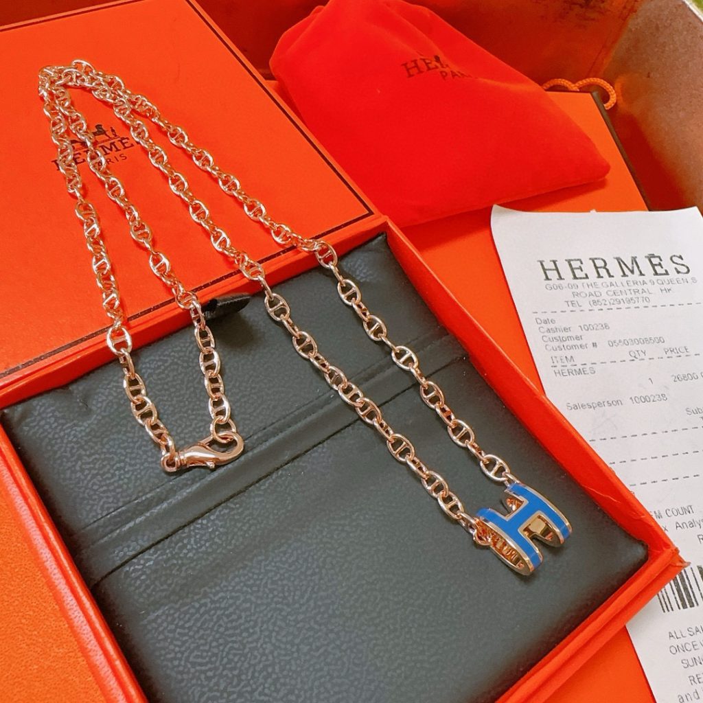 エレガントな HERMES ネックレス ローズゴールド×ブルー 1色入 💎 - 画像 7