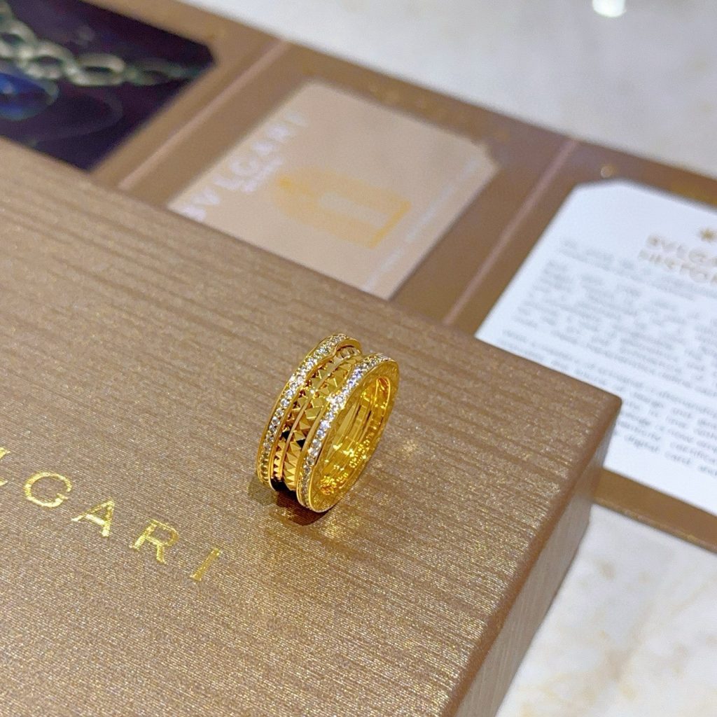 BVLGARI B.ZERO1 ロック ダイヤモンド リング 2本重ね 金 classic 💎 - 画像 2