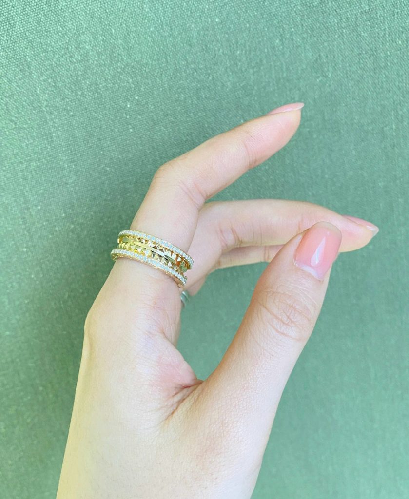 BVLGARI B.ZERO1 ロック ダイヤモンド リング 2本重ね 金 classic 💎 - 画像 8