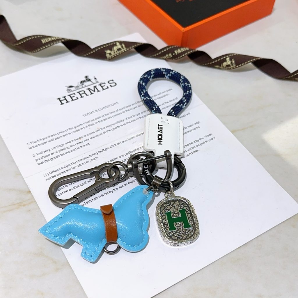 HERMES キーリング ブルー 2色入 🎁 - 画像 3