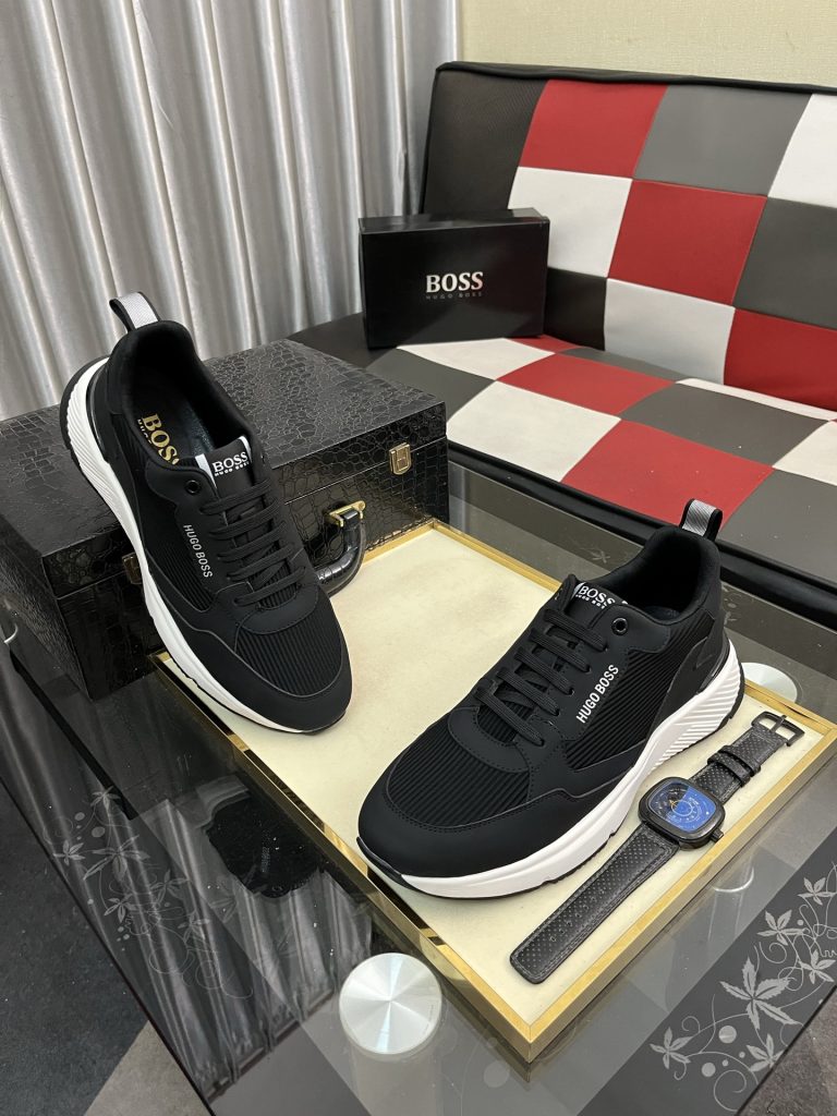 HUGO BOSS メンズ スニーカー ブラック ファッション スポーツシューズ 4色 | 🧢 - 画像 3