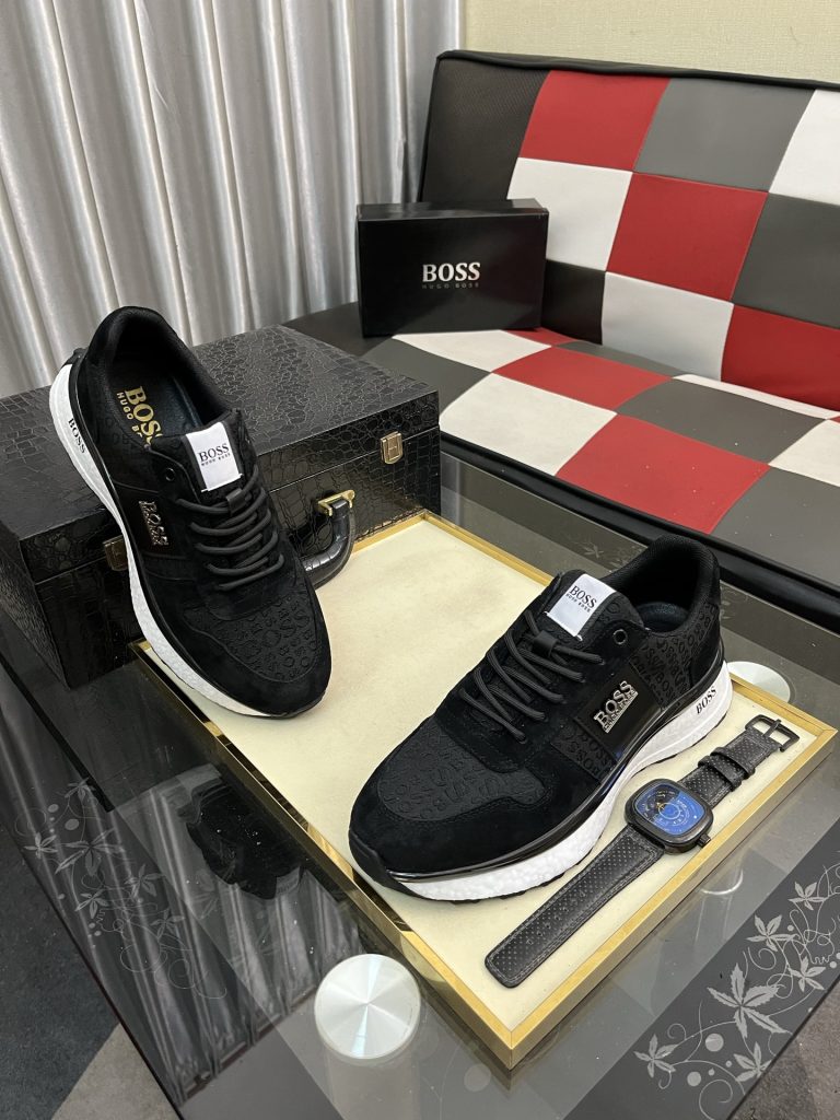 HUGO BOSS メンズスニーカー 黒 ブラック 2色展開 本革 19000円以上 ✨ - 画像 3