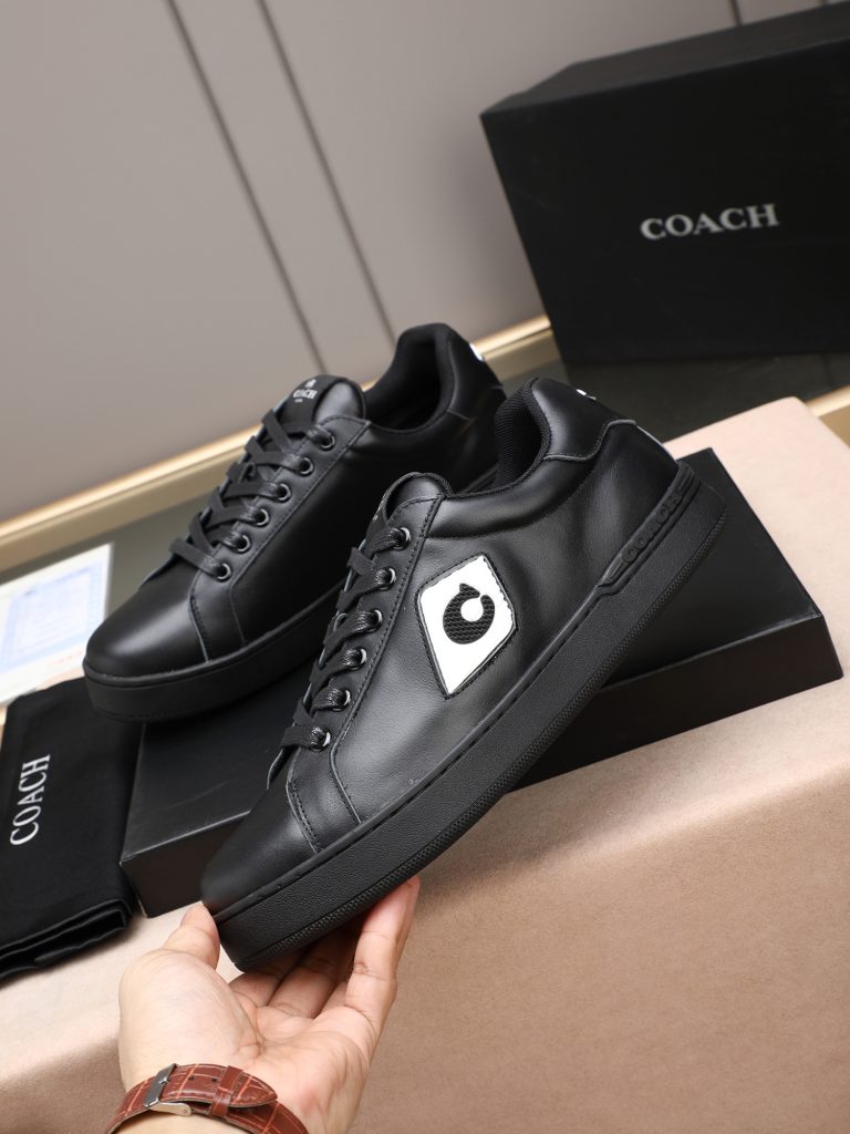 COACH メンズ スニーカー 3色 ブラック ネイビー ホワイト 革製 2024年新作 🖤👟 - 画像 2