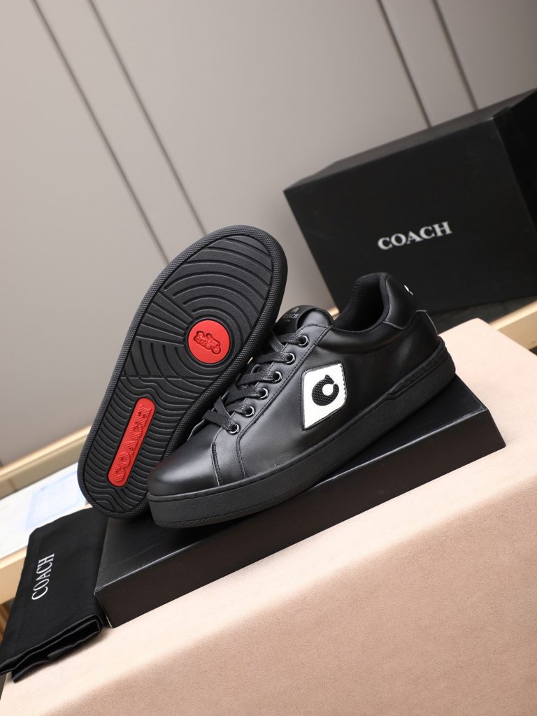 COACH メンズ スニーカー 3色 ブラック ネイビー ホワイト 革製 2024年新作 🖤👟 - 画像 3