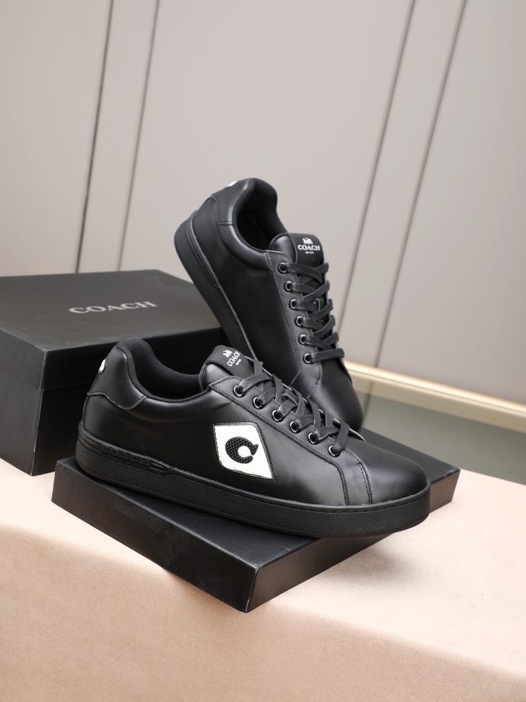 COACH メンズ スニーカー 3色 ブラック ネイビー ホワイト 革製 2024年新作 🖤👟 - 画像 4