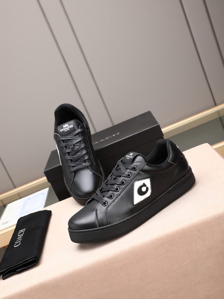 COACH メンズ スニーカー 3色 ブラック ネイビー ホワイト 革製 2024年新作 🖤👟 - 画像 6