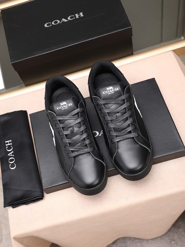 COACH メンズ スニーカー 3色 ブラック ネイビー ホワイト 革製 2024年新作 🖤👟 - 画像 7
