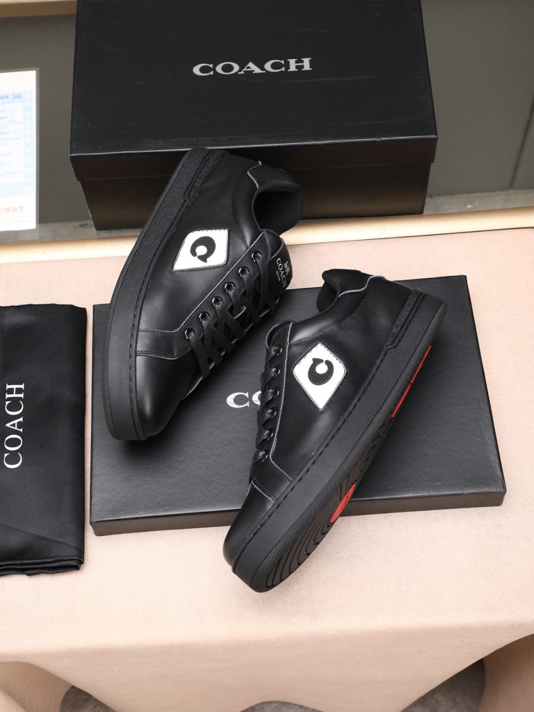 COACH メンズ スニーカー 3色 ブラック ネイビー ホワイト 革製 2024年新作 🖤👟 - 画像 8