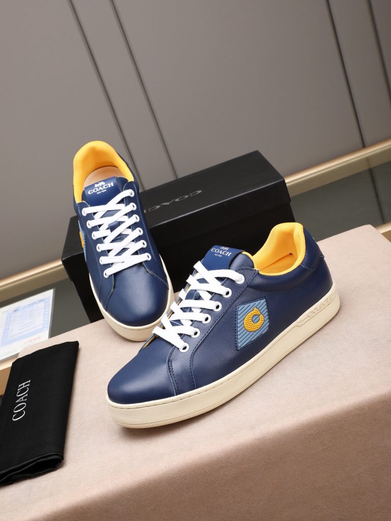 COACH メンズ スニーカー ブルーより黄色のアクセントが映える 4色入 🥾 - 画像 8