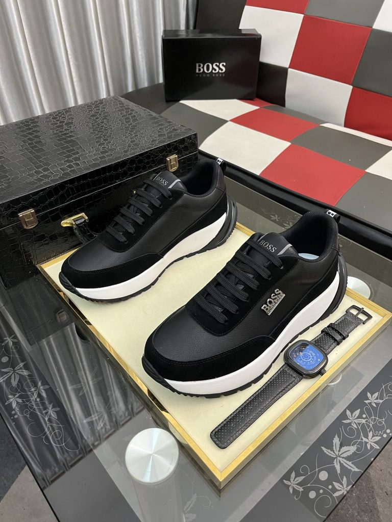 HUGO BOSS メンズ スニーカー 黒 白 2色 ファッション スタイリッシュ 💼 - 画像 2