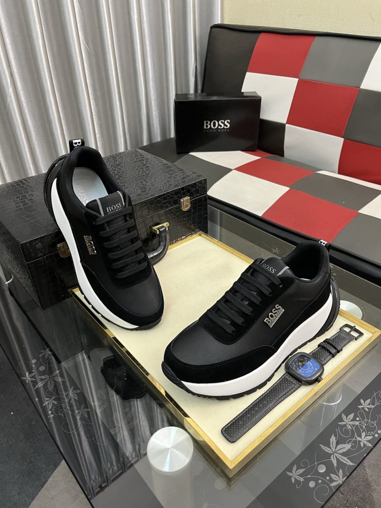 HUGO BOSS メンズ スニーカー 黒 白 2色 ファッション スタイリッシュ 💼 - 画像 3
