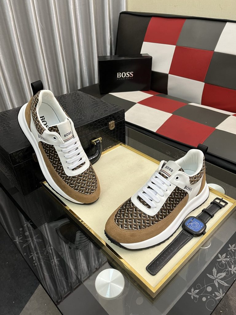 HUGO BOSS メンズスニーカー ブラウン×ホワイト ローカット 2色展開 🐊 - 画像 3