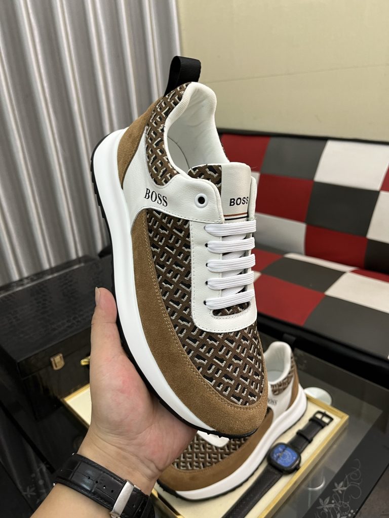HUGO BOSS メンズスニーカー ブラウン×ホワイト ローカット 2色展開 🐊 - 画像 4