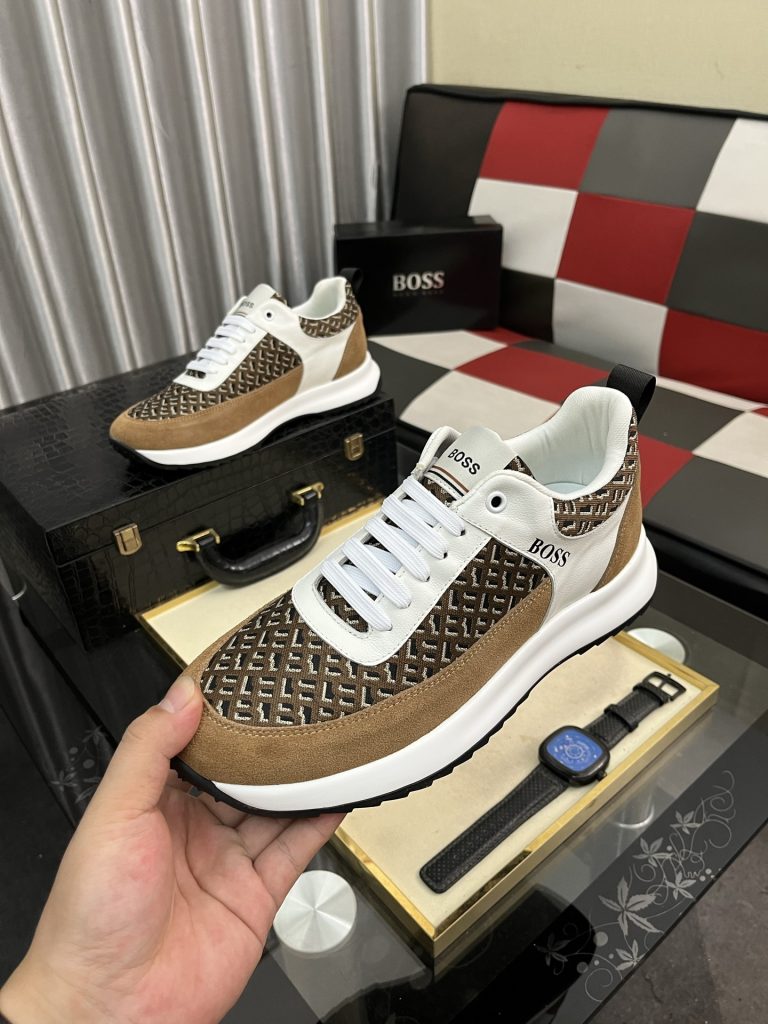 HUGO BOSS メンズスニーカー ブラウン×ホワイト ローカット 2色展開 🐊 - 画像 5