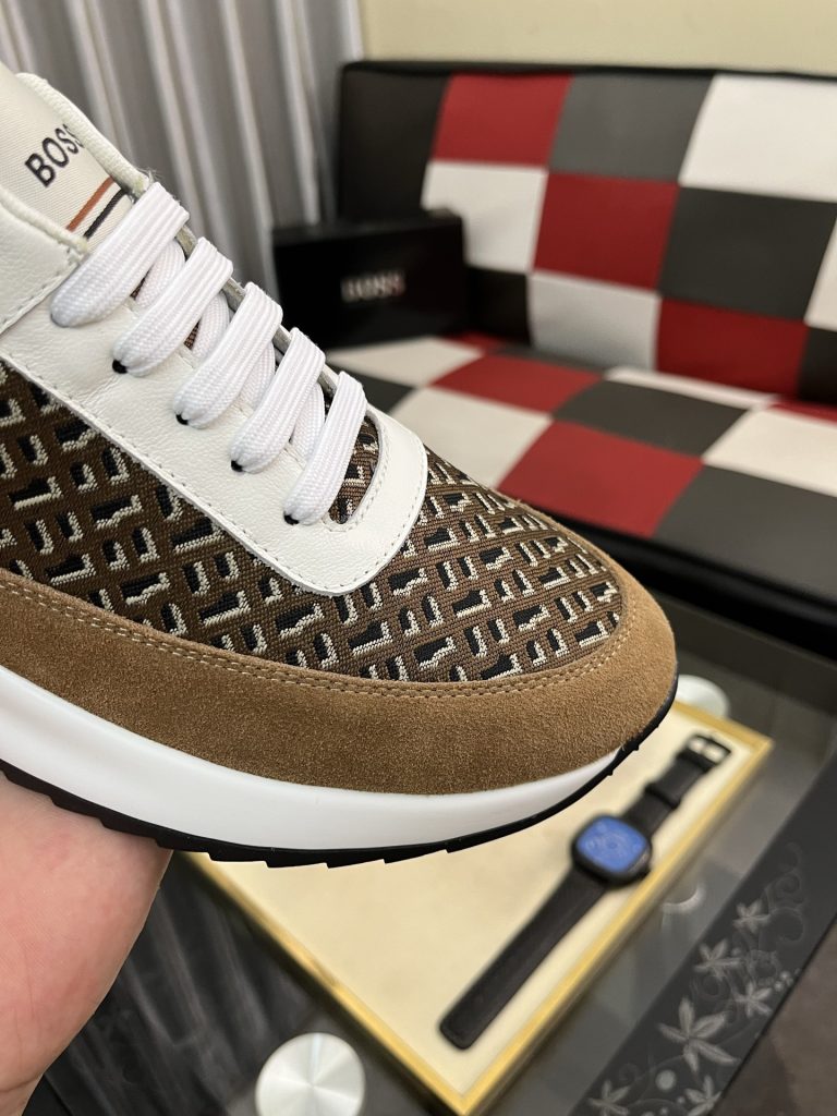 HUGO BOSS メンズスニーカー ブラウン×ホワイト ローカット 2色展開 🐊 - 画像 6