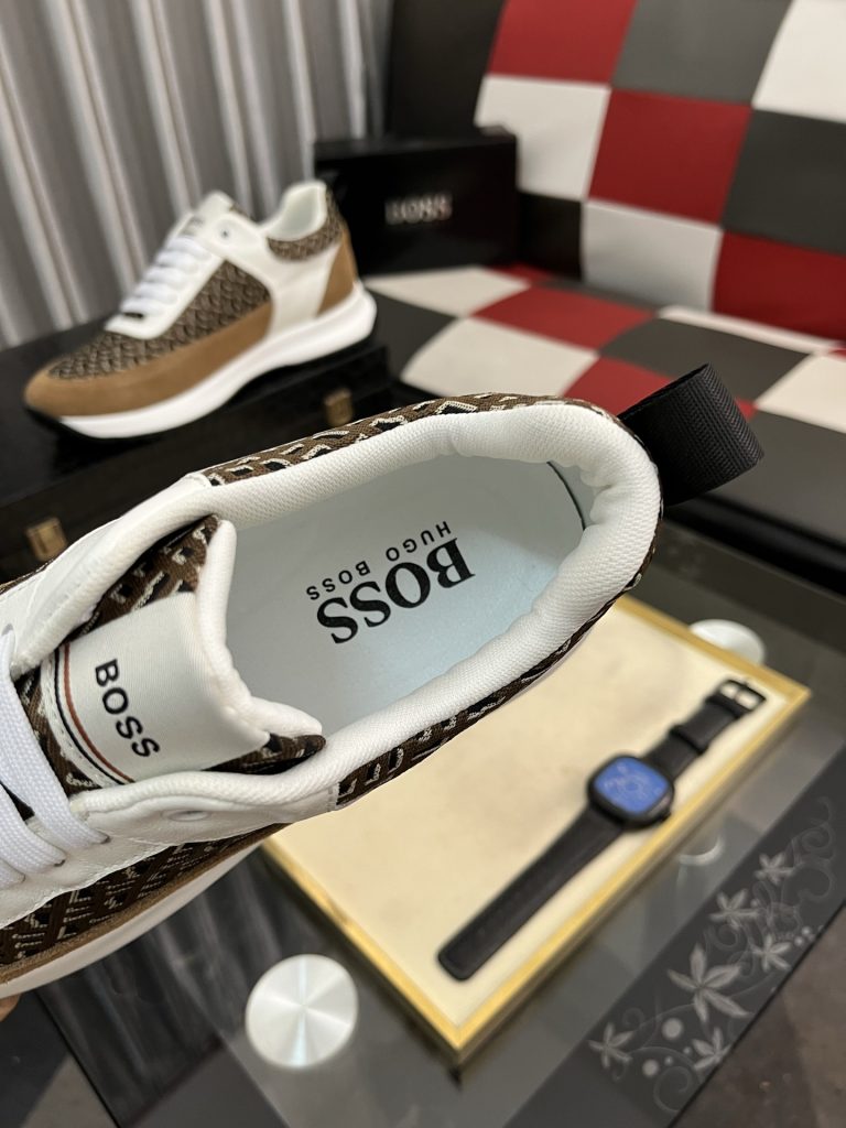 HUGO BOSS メンズスニーカー ブラウン×ホワイト ローカット 2色展開 🐊 - 画像 8