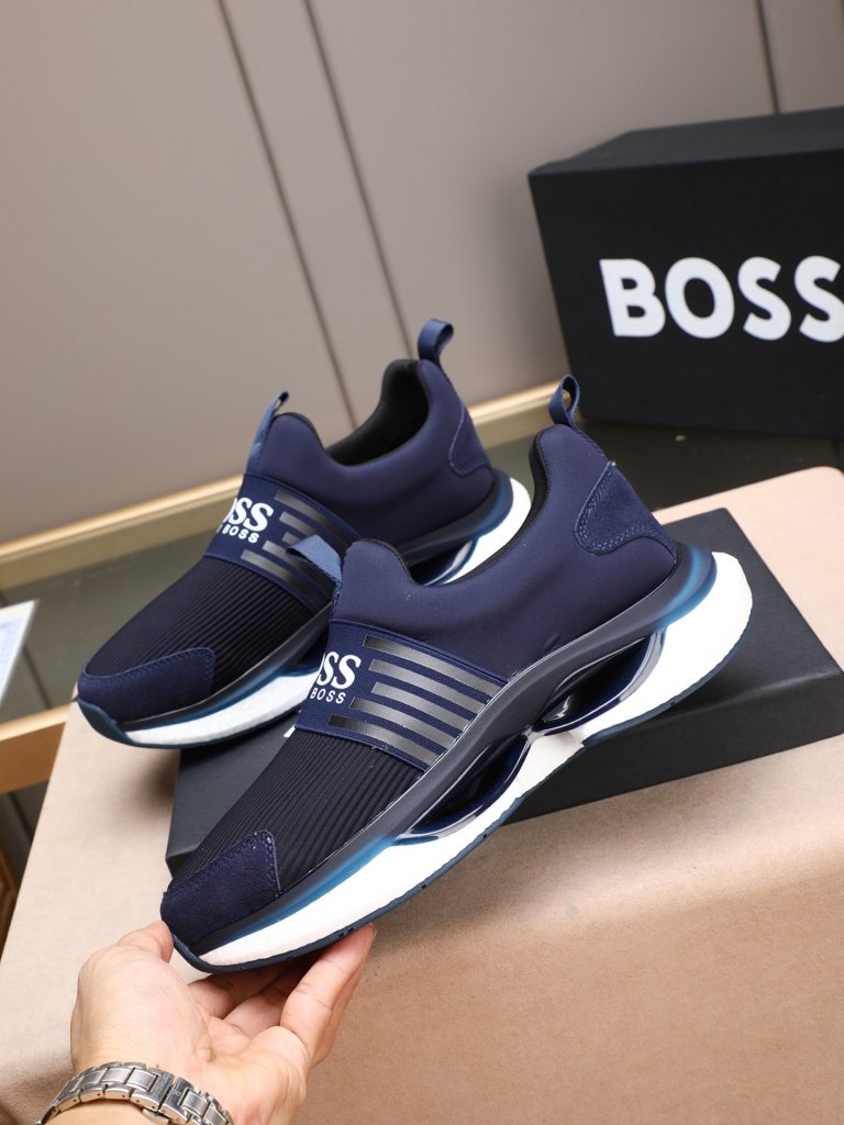 HUGO BOSS メンズ スニーカー ネイビー 3色入 スリッポン シューズ 軽量 通気性抜群 💼 - 画像 2