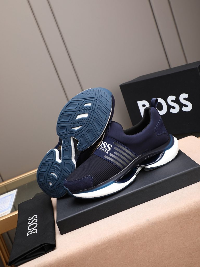 HUGO BOSS メンズ スニーカー ネイビー 3色入 スリッポン シューズ 軽量 通気性抜群 💼 - 画像 3
