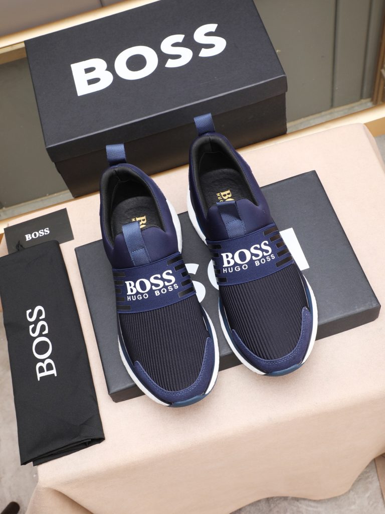 HUGO BOSS メンズ スニーカー ネイビー 3色入 スリッポン シューズ 軽量 通気性抜群 💼 - 画像 7