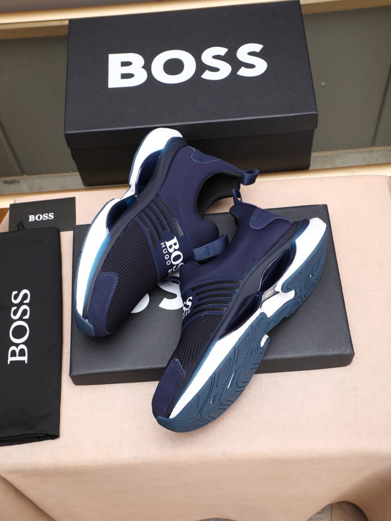 HUGO BOSS メンズ スニーカー ネイビー 3色入 スリッポン シューズ 軽量 通気性抜群 💼 - 画像 8