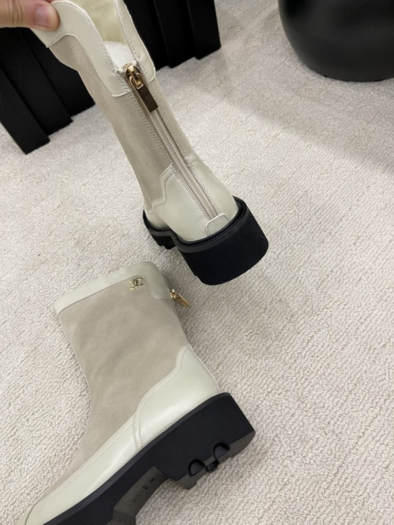 エレガントな CHANEL レディース ブーツ 2色 ブラック ホワイト 36-41 サイズ サイドジップ ファッション ブーツ 2023秋冬 新作 - 画像 8