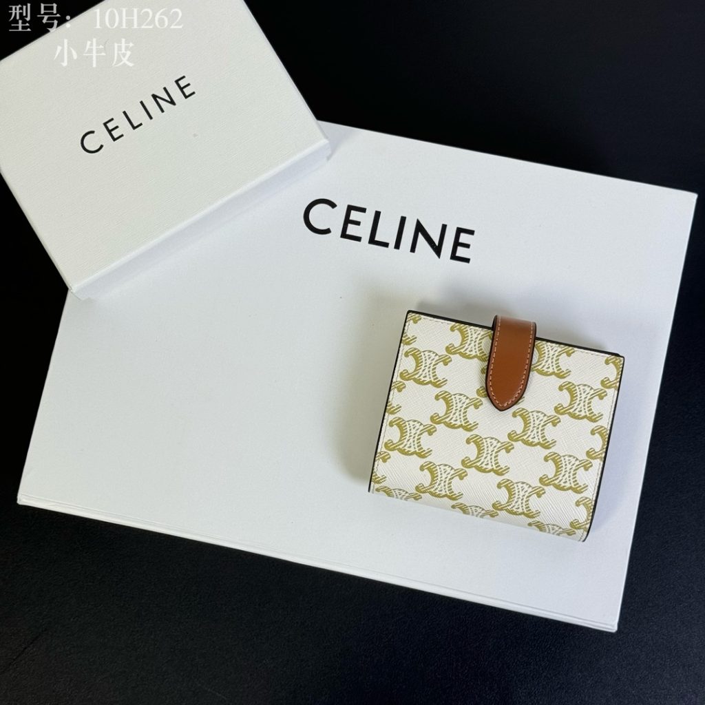 CELINE ミニウォレット 長財布 二つ折り ベージュ×ブラウン 10H262 - 画像 2