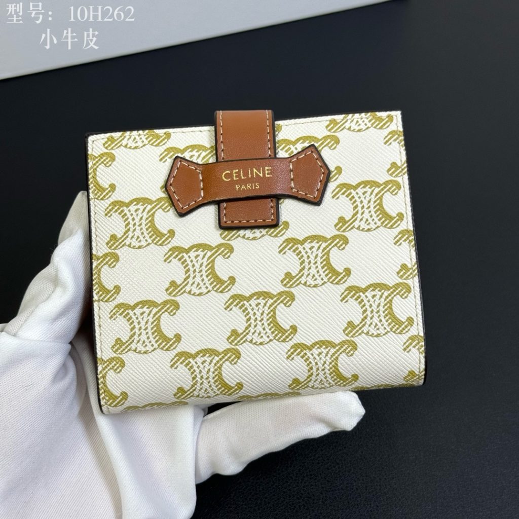 CELINE ミニウォレット 長財布 二つ折り ベージュ×ブラウン 10H262 - 画像 3